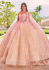 Blush Champagne ball gown with detachable shoulder cape