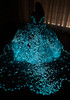 Glow-in-the-dark effect on cracked ice floral train detail