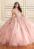Garden Rose ball gown with dimensional floral appliqué details