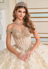 Ivory Champagne quinceañera gown with sweetheart corset bodice