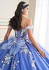 Back detail of Glacier Silver gown with lace-up corset