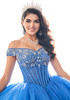 Blue Moon quinceañera gown with lace appliqué bodice details