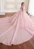 Blush ball gown with full glitter-tulle skirt, full length