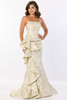 Front view of Montage M2225 champagne and gold brocade mother dress