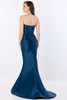 Back view of Montage M2228 navy trumpet mother dress with brocade bodice