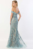 Back view of Aqua Montage M2230 fit-and-flare mother dress with illusion lace
