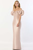 Front view of Petal Montage M2233 Mikado mother of the bride dress with ruffle neckline