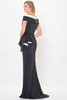 Back view of Black/Ivory Montage M902 crepe mother dress with contrast trim