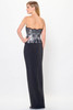Back view of Black/Silver Montage M908 strapless lace mother dress without bow