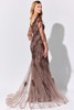 Beaded embroidery and a sheer illusion back enhance the mocha-toned mermaid silhouette