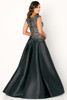 Back view of black Cameron Blake CB778 gown with illusion lace bodice