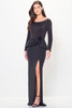 Front view of black Cameron Blake CB3235 crepe sheath mother dress