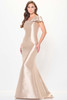 Front view of champagne Cameron Blake CB3247 Mikado trumpet mother dress