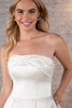 Draped satin bodice with pearl beading and modern strapless neckline