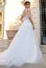 Back view of 7906 princess wedding dress with V-back and tulle train
