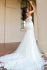 Back view of 7924 dress with sparkle tulle and sweeping lace train