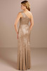 Christina Wu 22204 Hazelnut Shiny sequin bridesmaid dress back view