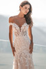 Detail view of A1202 dress with sweetheart neckline and pearl beading