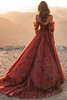 Back view of A1206 dress showing off-the-shoulder straps and train