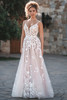 Front view of Allure Bridals A1215 A-line lace wedding dress
