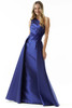Front view of sapphire Morilee 73003 satin A-line mother dress