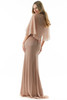 Back view of rose gold Morilee 73004 mother dress with flowing cape sleeves