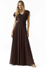 Front view of chocolate Morilee 73016 A-line chiffon mother dress