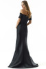 Back view of black and gold Morilee 73030 fit-and-flare mother dress