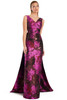 Rich floral jacquard colorway with sweetheart neckline and elegant silhouette.