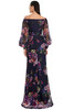 Romantic back view showcasing flowing silhouette and graceful floor-length hem design.
