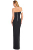 Back view with white button detailing and asymmetric neckline