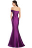 Off-shoulder back view with covered button detail and sleek seaming