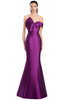Strapless fitted gown in deep purple with dramatic oversized bow bodice