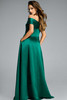Back view of Jovani 43808 showing A-line skirt and folded neckline.
