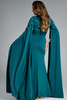 Back view of Jovani 43830 showing sweeping cape sleeves and curve-hugging silhouette.