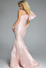 Back view of Jovani 44354 showing asymmetric neckline and sculpted fit with long hem