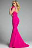 Back view of Jovani 44711 showing fitted shape, subtle train, and support strap