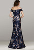 Back view of style 12456 with subtle seam shaping and elegant floral texture in metallic jacquard