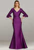 Feriani 12462 mikado gown with flattering V-neck and soft flare silhouette