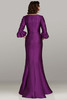 Back view of style 12462 in magenta satin mikado showing seamed fit and floor-length hem