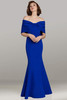Style 12470 in royal blue showing classic fit-and-flare shape with oversized neckline bow