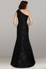 Back view of style 12489 showing sculpted shaping and clean one-shoulder closure