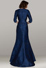 Back view of Feriani style 18495 in navy showing contouring seams and sweep hem