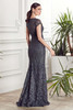Rear view of style 27478 with illusion lace back detail and sleek fitted shape