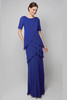 Front view of Alyce Paris MOB gown 27593 in Royal with layered chiffon tiers and scoop neckline