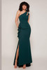 Front view of Alyce Paris fitted MOB gown 27689 with one-shoulder neckline and slit