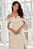Front view of Morilee 73103 champagne floral brocade mother of the bride dress