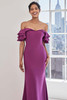 Front view of Morilee 73123 mulberry sheath mother of the bride dress with tiered ruffle sleeves