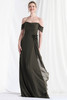 Front view of Morilee 73165 thyme modified A-line mother of the bride dress with cascading ruffle