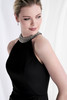 Close-up of beaded halter collar on Morilee 73171 scuba knit mother of the bride dress
